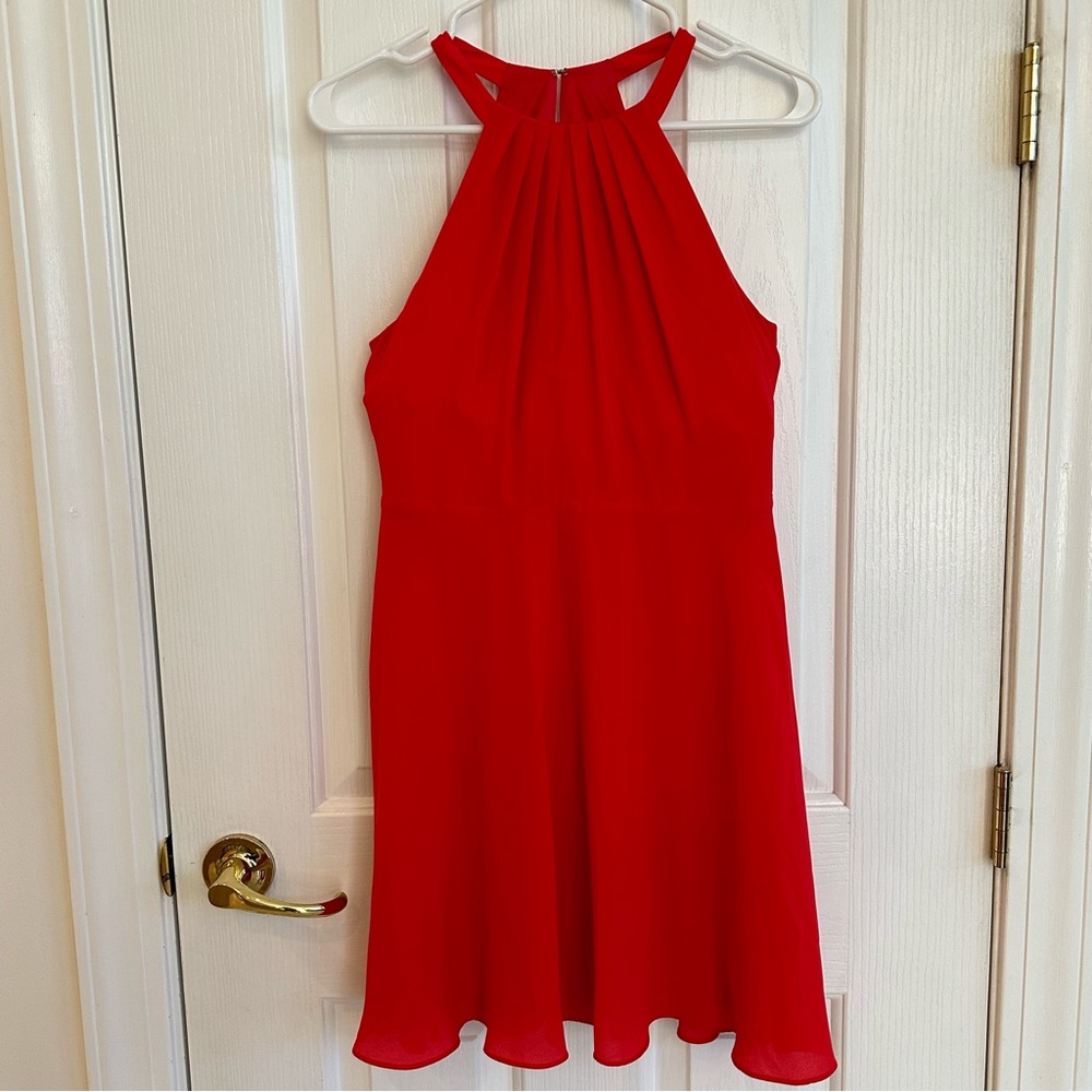 Mock Halter Red formal dress
